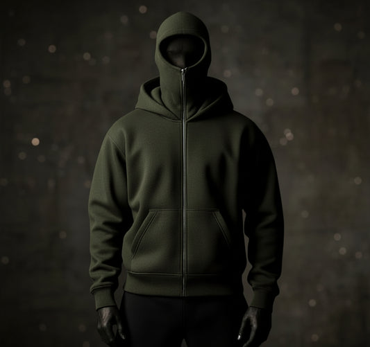 Men's Full Sleeves Zipper Hoodie with Mask